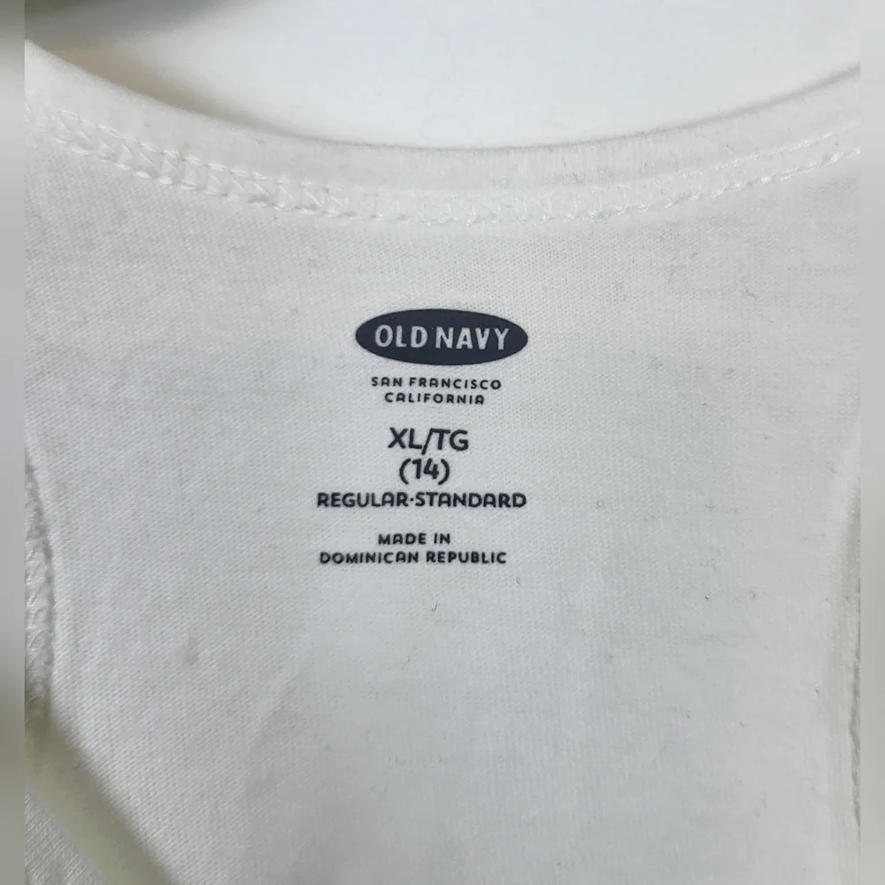 Old Navy Girls White Floral Gold Embellished Razorback Summer Tank Top XL/14 New